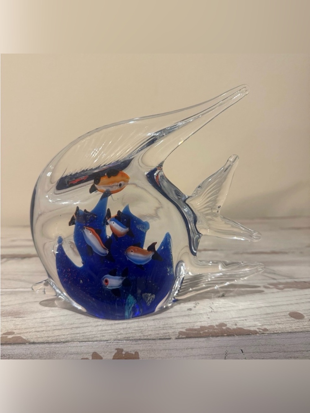 Vintage Murano Style Art Glass Aquarium Fish Sculpture Paperweight Coastal